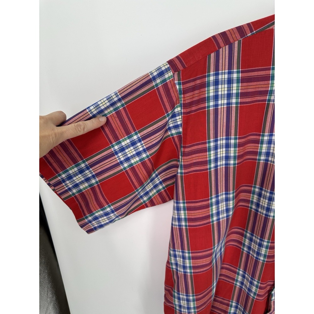 Vintage Fred Schwabach Shirt Mens XL Red Plaid Made USA Short Sleeve 0299 - Picture 8 of 8